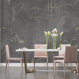 Home office space with luxury marble wallpaper creating a professional atmosphere