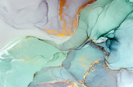 Mint green marble wallpaper design file with golden veining pattern and abstract swirls