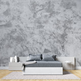 Grey stone texture wallpaper in contemporary bedroom setting