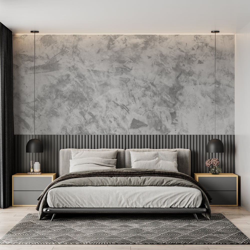 Marble effect wallpaper showcased in minimalist hallway design