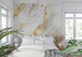 Luxury marble wall mural creating elegant atmosphere in master bedroom