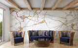 Marble effect wallpaper showcased in modern living room