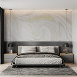 Luxury marble wallpaper showcased in a master bedroom