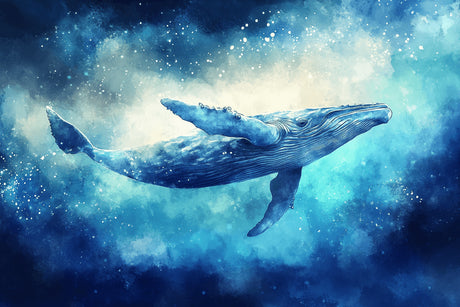 Mystical blue whale design file showing detailed ocean pattern with starry elements
