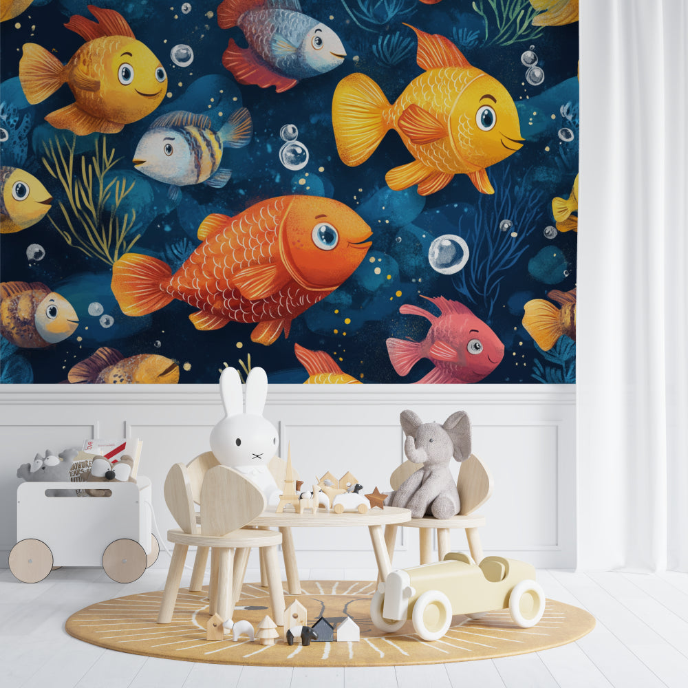 Marine life wallpaper bringing underwater charm to pediatric waiting room