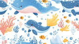 Marine animals wallpaper design file showing detailed whales and coral pattern