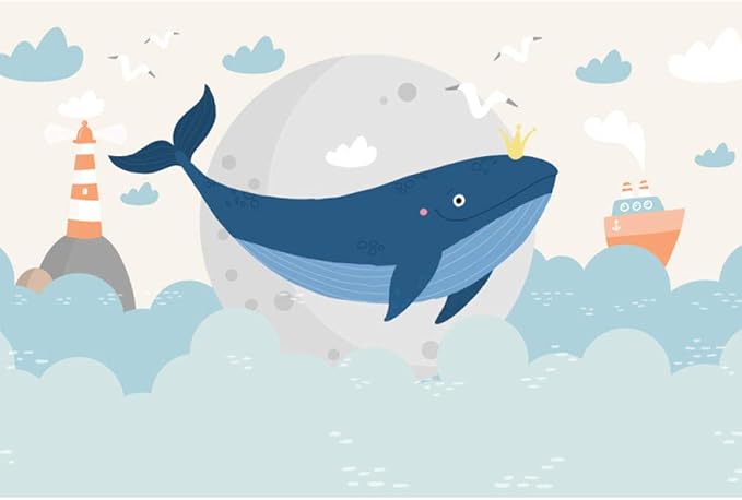 Royal whale wallpaper design file showing detailed pattern with golden crown and underwater elements