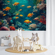 Marine Animals Wallpaper showcased in a modern living room, bringing ocean vibes to the space