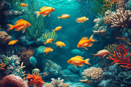 Marine Animals Wallpaper design file showing detailed coral reef pattern with tropical fish