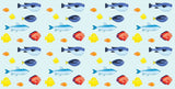 Tropical fish pattern design file showing detailed marine animals on light blue background