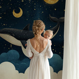 Whale wall mural bringing ocean dreams to cozy reading nook