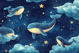 Marine Animals Wallpaper design file showing detailed whale pattern with starry night elements