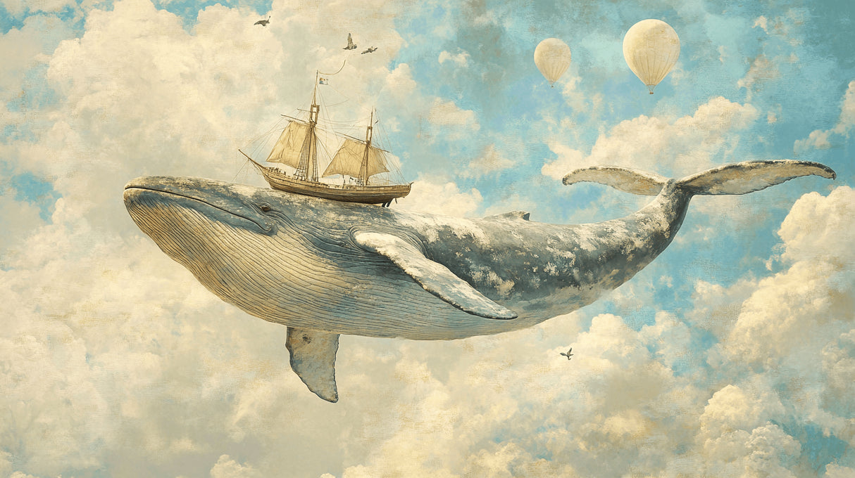 Marine animals wallpaper design file showing detailed whale and sailing ship pattern