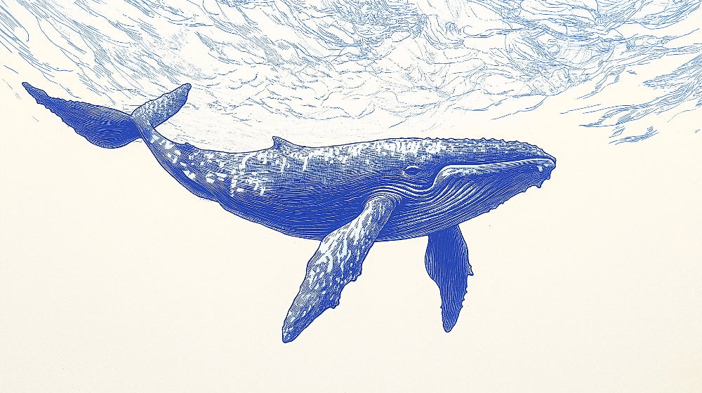 Marine whale line art design file showing intricate pattern details and flowing lines