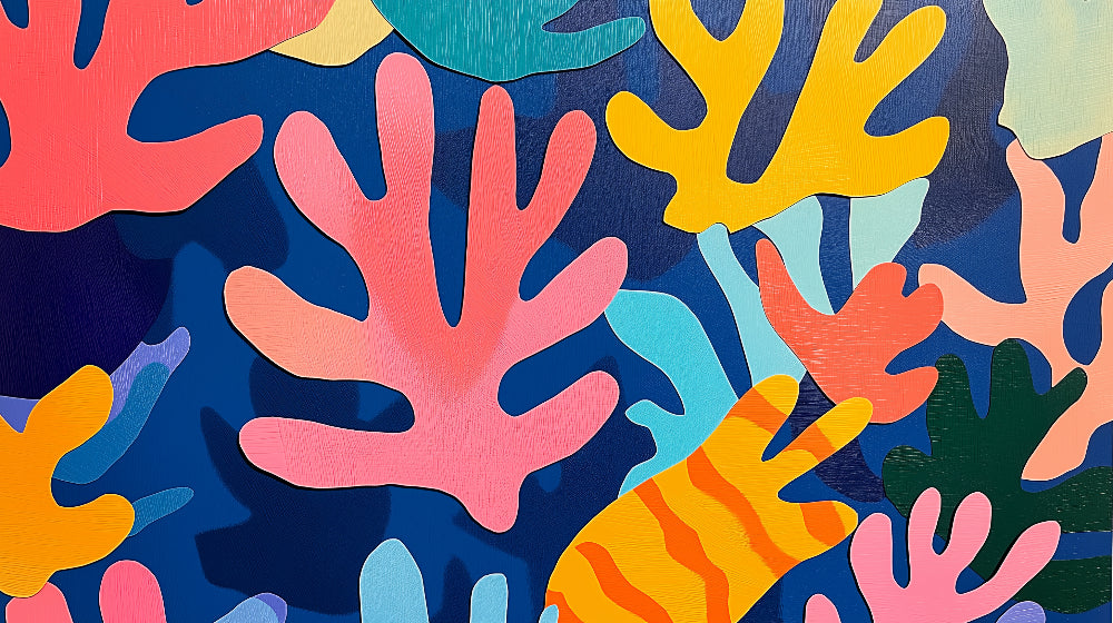 Colorful coral reef abstract design file showing detailed pattern and rich navy background