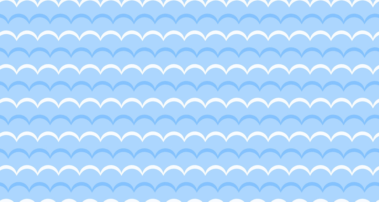 Blue wave pattern design file showing detailed scalloped marine pattern