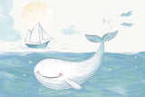 Marine wallpaper design file showing detailed whale and sailboat pattern
