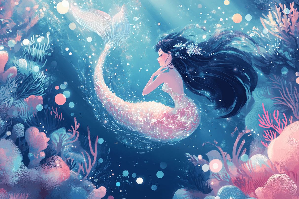Mermaid fantasy design file showing intricate details of underwater scene and pearl accents