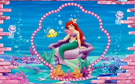 Mermaid princess underwater fantasy wallpaper design file showing intricate pattern details