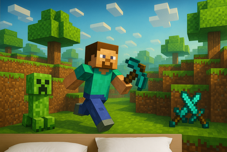 Minecraft Mural Wallpaper  Classic Adventure World - Wallpaper application example