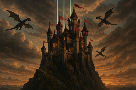 Minecraft Mural Wallpaper  Dragon Castle Kingdom - Wallpaper design detail 4