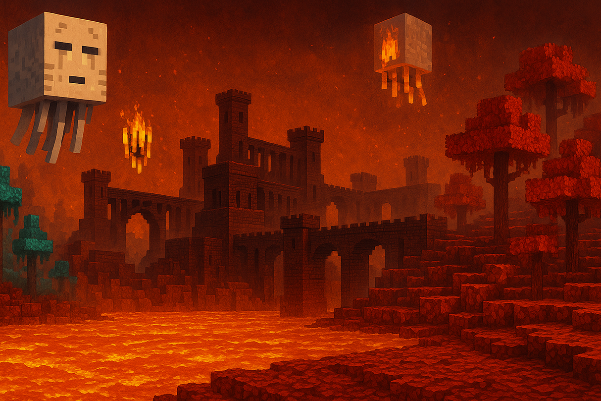Minecraft Gamer Mural Wallpaper  Nether Realm Adventure - Wallpaper design detail 4