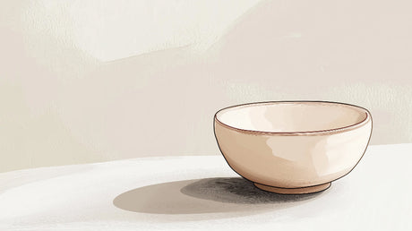 Minimalist wall mural design file showing elegant beige bowl casting gentle shadow