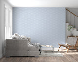 Minimalist wall mural in bathroom displaying light-catching texture effects