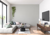 Modern minimalist wallpaper featured in a hallway with ambient lighting