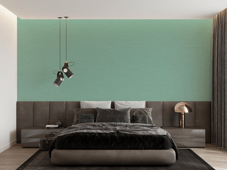 Mint green wallpaper in modern living room showing how it brightens the space