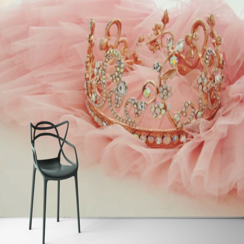 Princess Mural Wallpaper | Rose Gold Crown with Diamonds