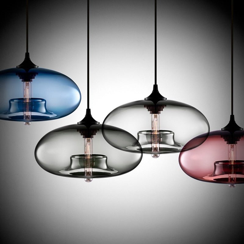Modern Glass Pendant Light  Colored Dome Shade Design - Product detail 4