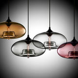Modern Glass Pendant Light  Colored Dome Shade Design - Detailed view