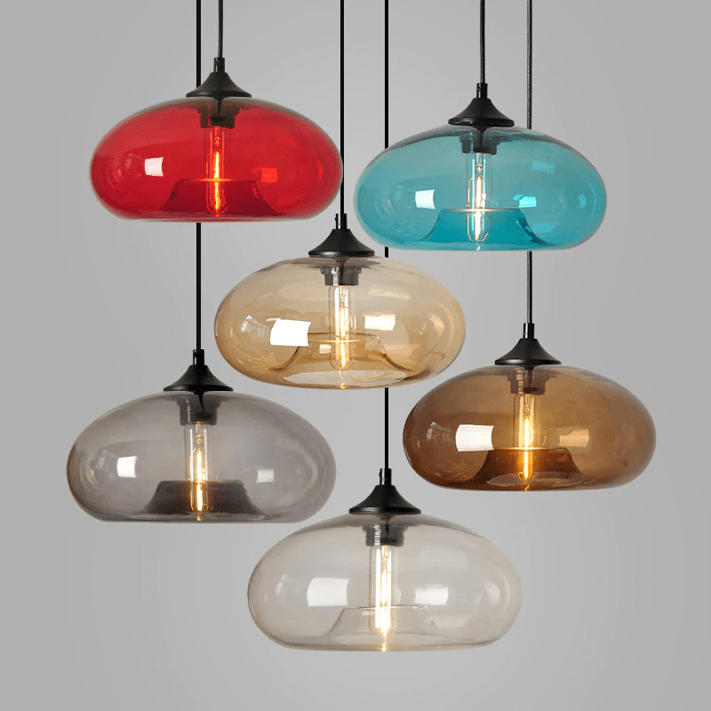 Modern Glass Pendant Light  Colored Dome Shade Design - Product detail 6