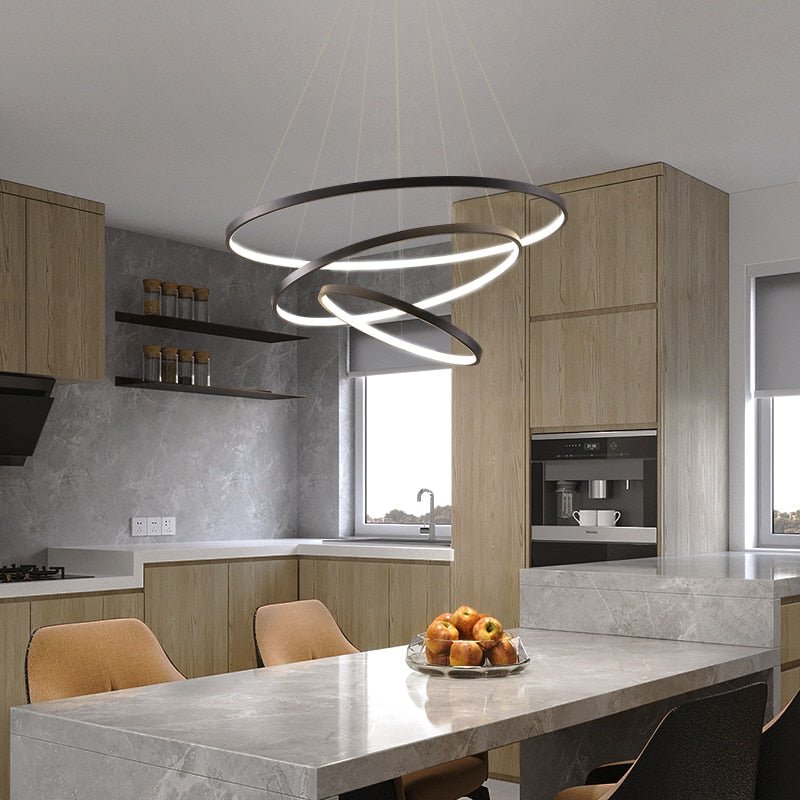 Modern Spiral Chandelier  LED Ring Ceiling Light - Detailed view