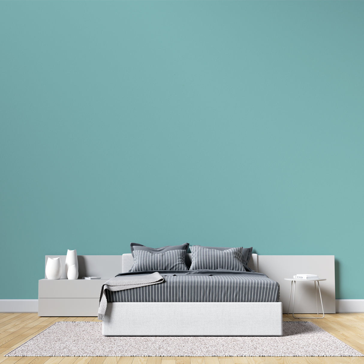 Fresh mint green wallpaper application in contemporary home office space