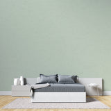 Dining room showcase of modern green wallpaper in evening light