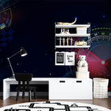 Speedometer wall design in man cave with tech-inspired decor