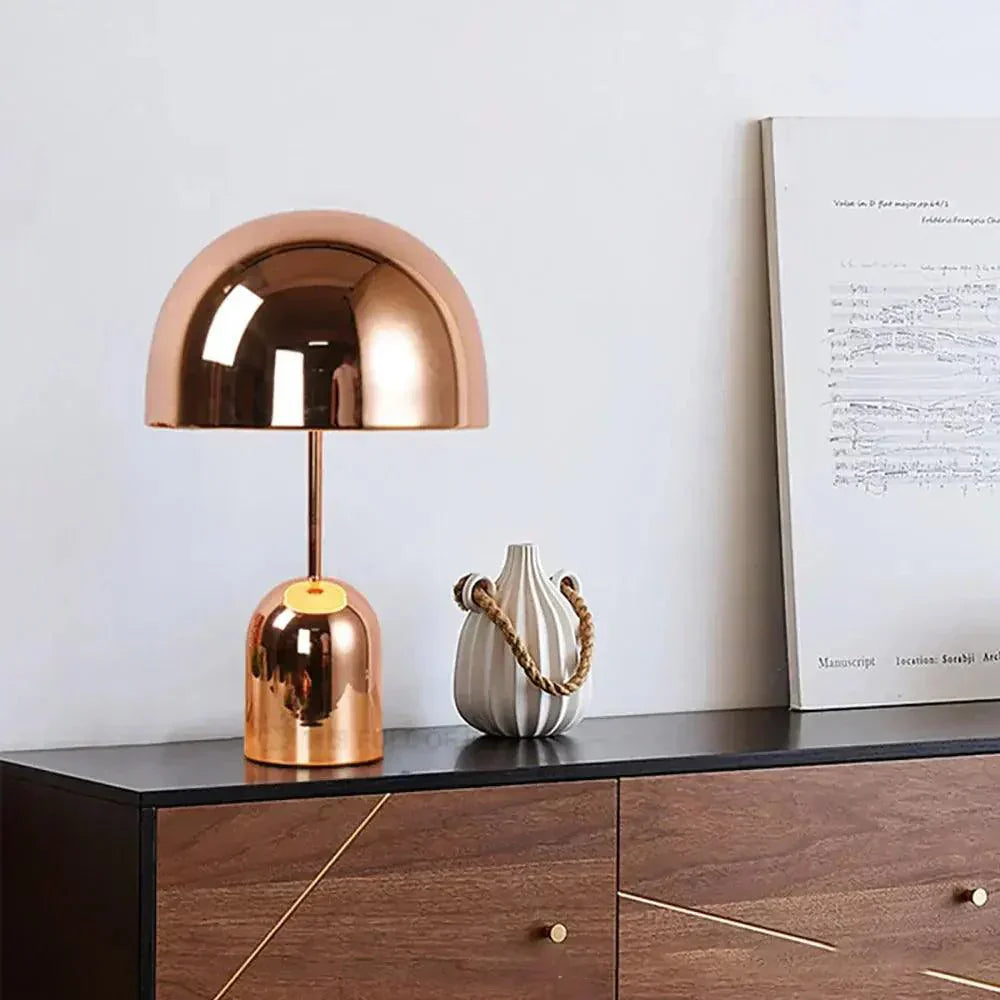 Modern Mushroom Table Lamp  Chrome Dome Design - Detailed view