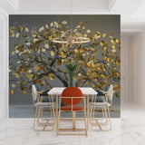 Metallic Tree Wallpaper adding sophistication to a luxury living room