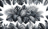 Black and white Monstera leaf wallpaper design file showing detailed tropical pattern