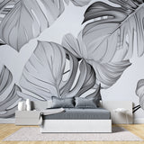 Botanical wall mural showcased in a stylish bathroom setting