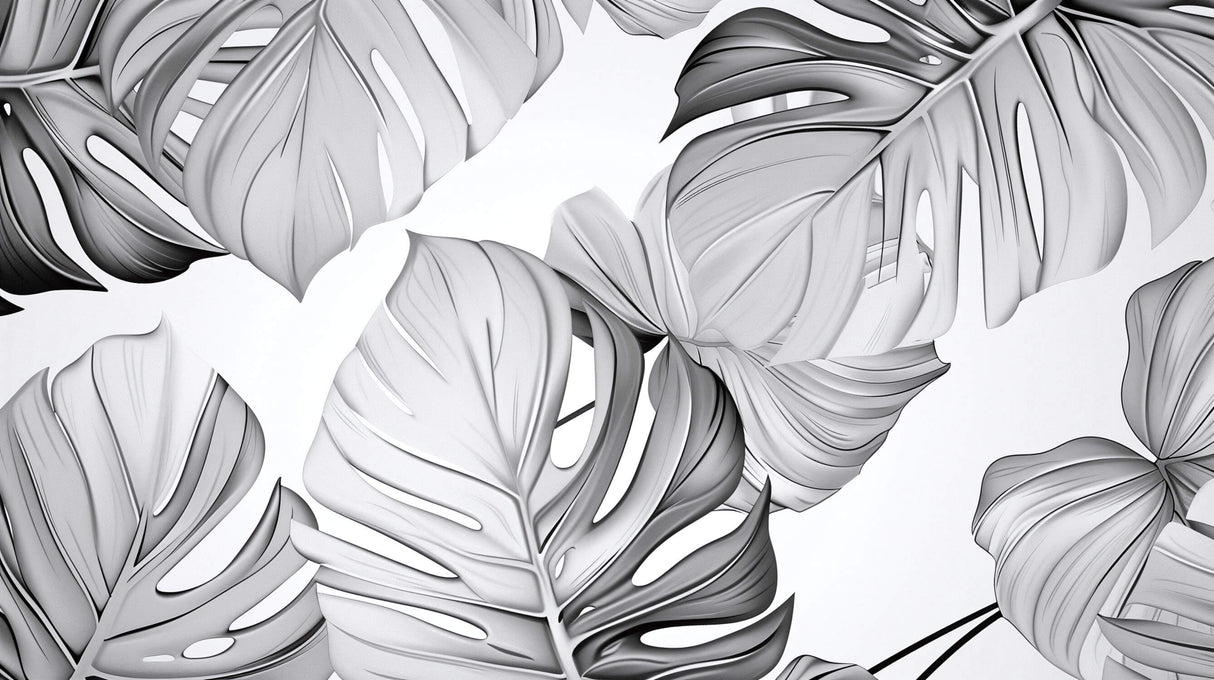 Black and white Monstera leaf design file showing intricate pattern details