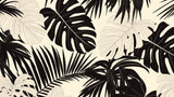 Monstera Mural Behang | Zwart-wit tropisch patroon