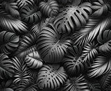 Stunning black and white Monstera leaf pattern design file showing intricate botanical details