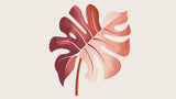 Red Monstera leaf wallpaper design file showing gradient pattern from burgundy to coral pink