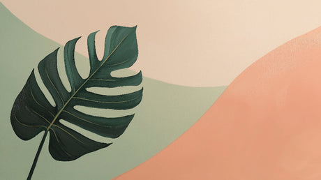 Tropical leaf wallpaper design file showing detailed Monstera pattern with geometric pastel background