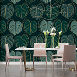 Art deco monstera pattern displayed in home office with afternoon light