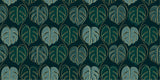Monstera leaf design file showing detailed gold outline on emerald green background