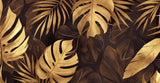 Gold and black tropical leaf pattern design file with detailed monstera leaves